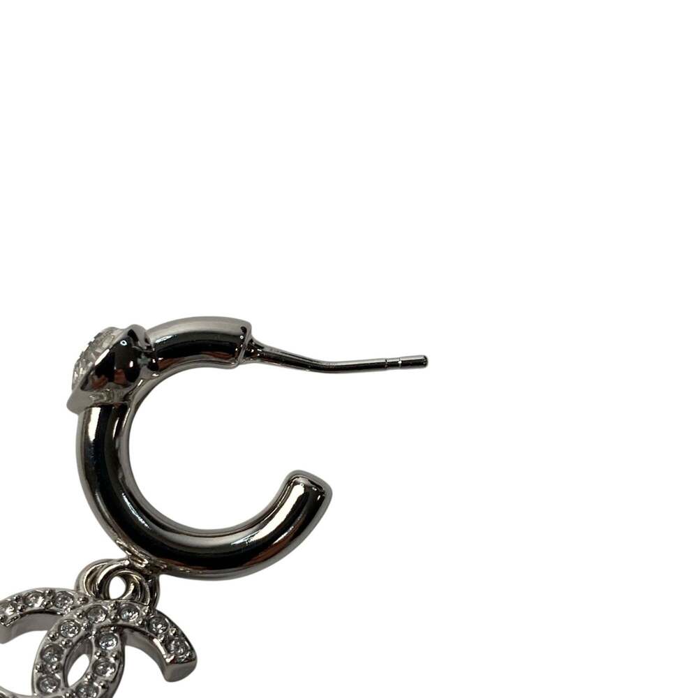 CHANEL Authentic Silver Logo Earrings - Picture 9 of 9